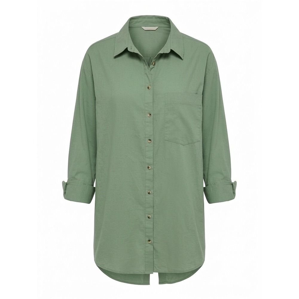 NEW Free People One of the Boys Open Tie Back Shirt Moss Green Oversized - CJ - Picture 1 of 8
